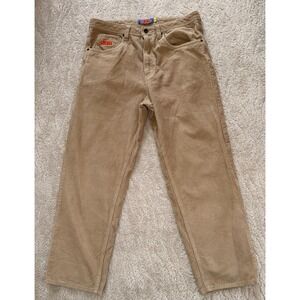 Empyre Corduroy 33 Pants Mens 35x29 Beige Relaxed 5 Pocket Streetwear Skate Y2K